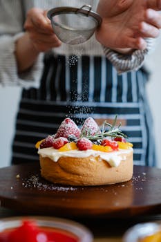 Bløtkake (Sponge Cake with Cream and Berries)
